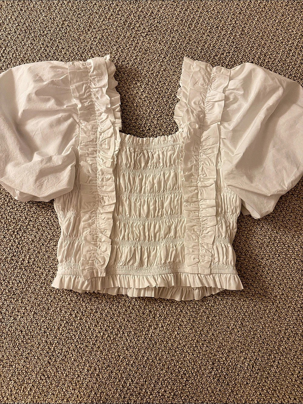 Buddy Love Tandy Top Cream Smocked Puff Sleeve Blouse